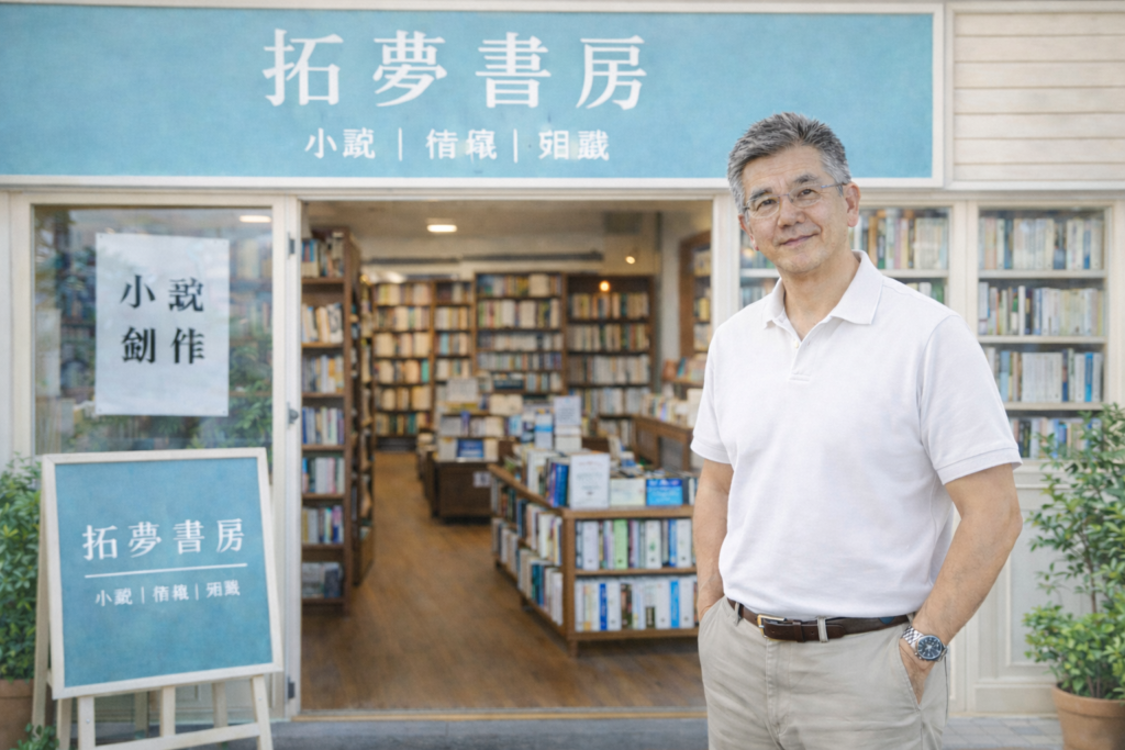 ネット上に存在する架空の本屋「拓夢書房」のイメージ画像｜AIで加工しています。